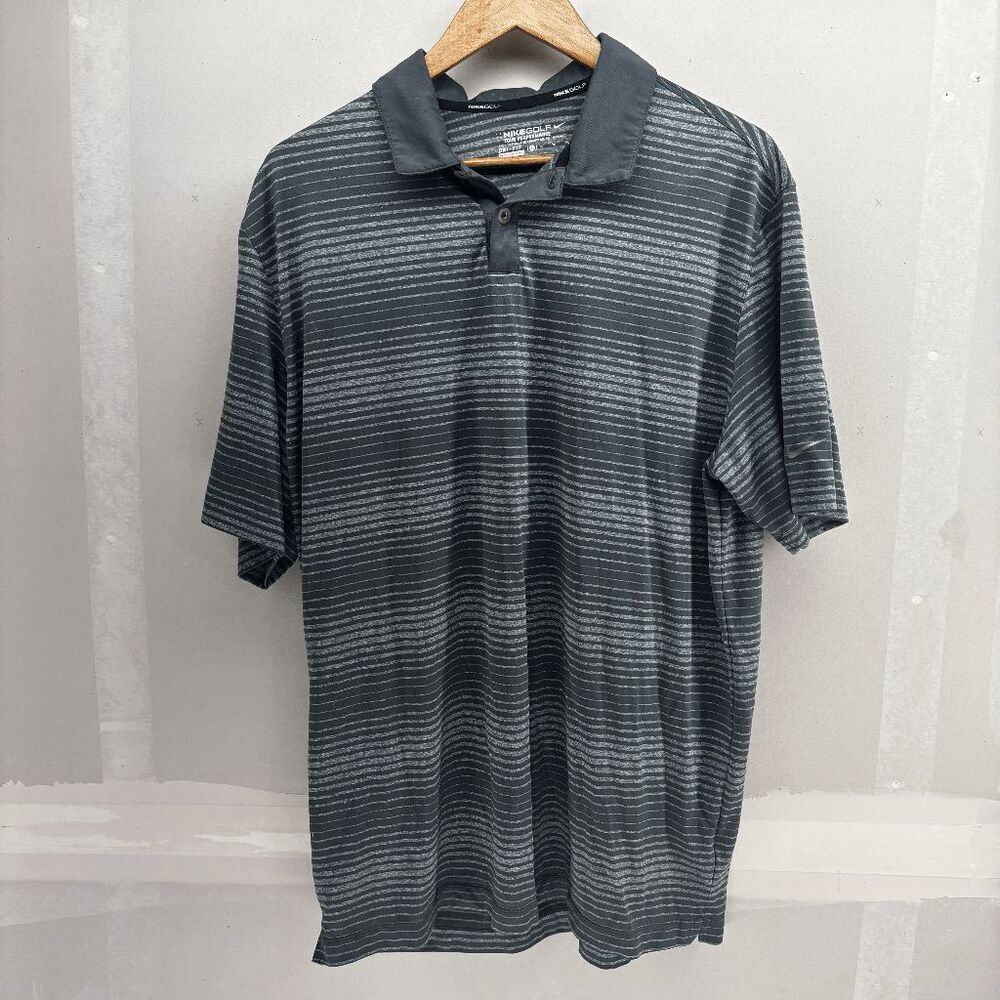 Nike Golf Tour Performance Dri-Fit Polo Shirt Mens Size XL Dri‎ Fit Gray Striped